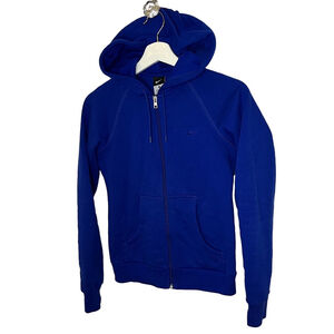 Women's Nike Hoodie Full Zip Electric Blue Fitted Fleece Plush Near New Small